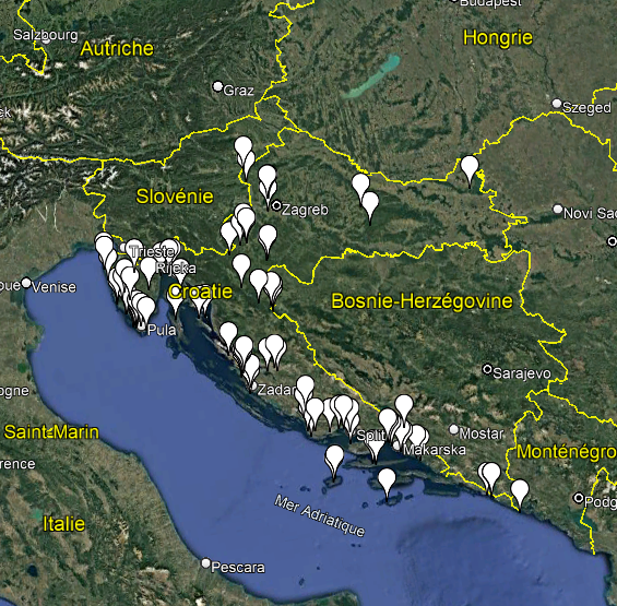 Carte Urbex Croatie - Karta Urbex Hrvatska