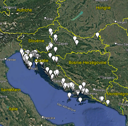 Carte Urbex Croatie - Karta Urbex Hrvatska